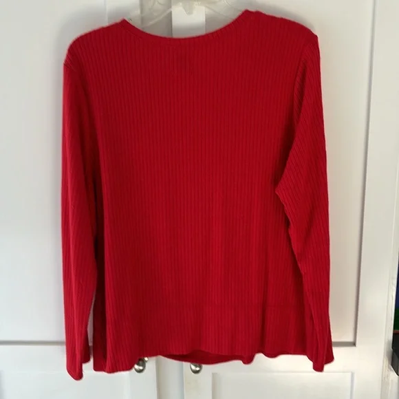 NIC + ZOE Women’s Cozy Rib Twist Top Cherry Red Size XXL - Picture 5 of 5